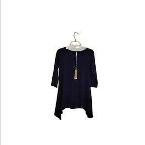 Saivana Bamboo Luxe Women's S Navy Asymmetrical 3/4 Sleeve Tunic Top